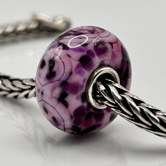 Summersday Artisan Trollbeads Style Trollstone Bright & Dark Pinks Purples Swirl - Picture 3 of 10